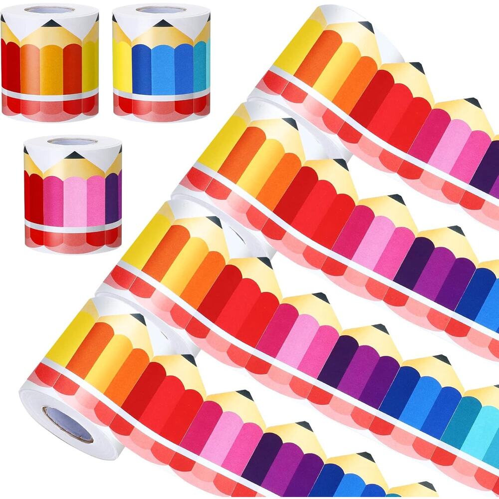 Wall Border Colorful Pencils Scalloped Bulletin Board Borders Self Adhesive